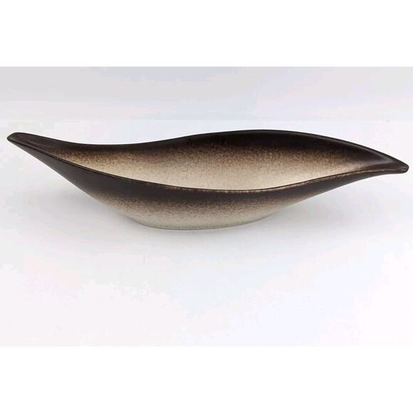 Howard Pierce Console Bowl Pottery Dish Brown Ombré Speckled Mid Century 13” - Picture 1 of 12